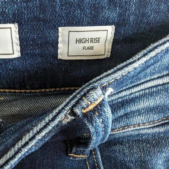 KanCan Highrise Flare Jeans 28 Raw Hem Bell Bottom Jean Factory Distressed - Picture 14 of 15